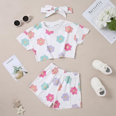 WESIDOM Toddler Girl Clothes Baby Girls Outfits 6M-5T Summer Floral Print Shirt+Shorts+Headband 3pcs Baby Clothing - Image 5