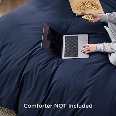 Bedsure Duvet Cover King Size - Soft Double Brushed Bedding Set for Kids & Adults, Zipper Closure, 3 Pieces, Includes 1 Duvet Cover (104"x90") & 2 Pillow Shams, NO Comforter, Navy Blue - Image 2
