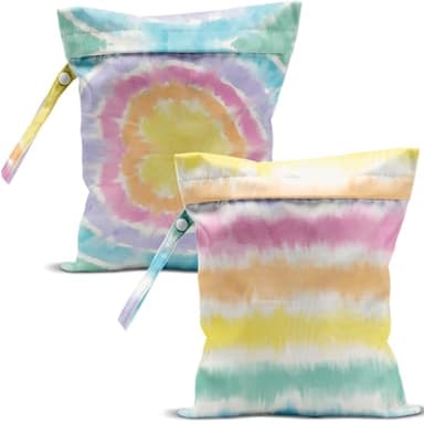 zcyxuuw 2 Pcs Wet Bag, Wet Dry Bag, Wet Bag for Swimsuit, Travel, Beach, Pool, Diapers, Dirty Yoga Gym Clothes, Toiletries, Makeup Bag, Eucalyptus Palm Leaves Print Tropical Plant Birthday Gift. - Image 1