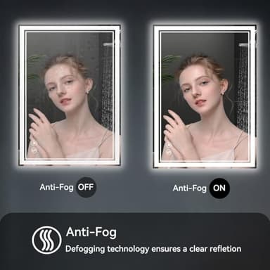 24“ x 32” LED Mirror for Bathroom LED Bathroom Mirror Anti-Fog Dimmable 3 Colors Bathroom Mirror with Lights Smart Mirror Memory Wall Mounted Front and Backlit Horizontal/Vertical - Image 3