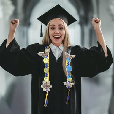 Graduation Ribbon Leis 2025 Class of 2025 Graduation Decor Gift Graduates Senior for Him Her Congrats Grad (Blue & yellow) - Image 7