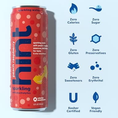 Hint Sparkling Water, Peach Raspberry - Canned Flavored Water Beverages with Electrolytes, Zero Calories, and Sugar Free - 12 Fl Oz Cans (Pack of 12) - Image 3