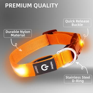 Super Bright LED Dog Collar - Fully Waterproof & Adjustable Glow Collar - USB-C Rechargeable for Night Walking, Safety - Flashing Lighted Collar for Dogs(Orange,L) - Image 6