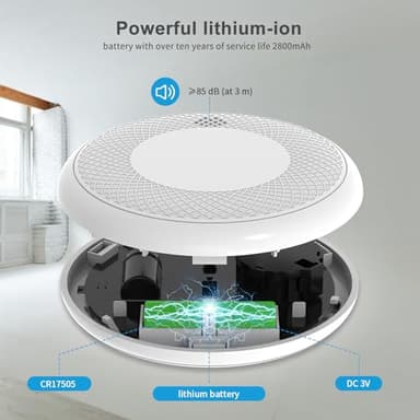 Runidur Fire Alarms Smoke Detectors, Smoke Alarm Battery Operated, 10-Year Product Life, Fire Alarm with Test Button Photoelectric Technology Fire Detectors 6 Pack - Image 2