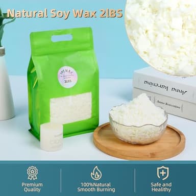 Hehinton Candle Making Kits, Professional Double Boiler Wax Melting Pot for Beginners, Complete DIY Kits with Hot Plate, 2Lbs Natural Soy Wax, Thermometer, Dye, 8 Candle Jars - Image 3