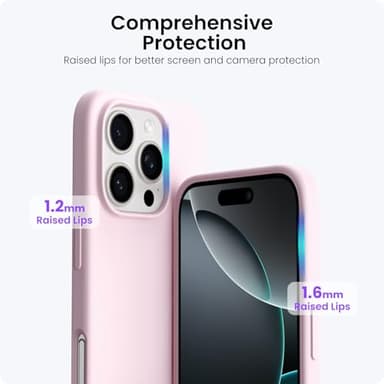 ORNARTO Compatible with iPhone 16 Pro Max Case 6.9", Slim Liquid Silicone 3 Layers Soft Gel Rubber Shockproof Protective Case with Anti-Scratch Microfiber Lining-Chalk Pink - Image 4