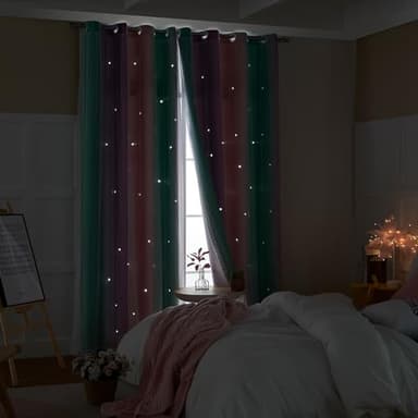 XiDi Curtains for Girls Bedroom Kids Room Unicorn Princess Theme Room Darkening 63 inches Long Wall Decals Pink Purple Green, W52 X L63 - Image 4