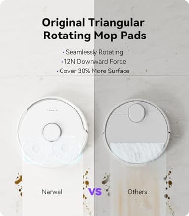 NARWAL Freo Mate Robot Vacuum and Mop Comb, Washing & Drying, Dirt Sense Ultra Clean, Auto Add Cleaner, LCD Display, Smart Swing, Arcuate-Route, WiFi, APP Control, White - Image 6