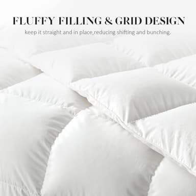WhatsBedding Feather Down Fiber Comforter,Filled with Feather and Down Fiber, All Season White Luxury Bed Comforter,Ultra Soft 100% Cotton Duvet Insert,King Size 106"x90" - Image 6