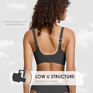 Seamless Wireless Bra for Women with Support - No Underwire Full Coverage Push Up Comfort Bras - Smoothing Fashion Clothing for Womens Girlfriend Gift - Christmas Birthday Gifts for Women(Black,L) - Image 6