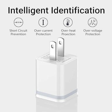 USB Wall Charger, 5-Pack 2.1A/5V Dual Port USB Cube Power Adapter Charger Plug Charging Block Replacement for iPhone Xs/XR/X, 8/7/6 Plus, Samsung, HTC, LG, Moto, Android Phones - Image 6