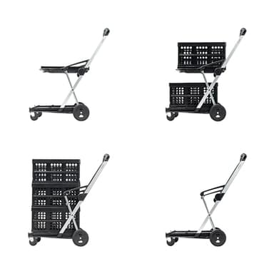 CLAX® The Original | Made in Germany | Multi use Functional Collapsible carts | Mobile Folding Trolley | Shopping cart with Storage Crate (Black) - Image 4