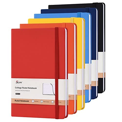 SUIN Hardcover-Journal-Notebooks, 6 Packs A5 Lined Journals Notebook for Writing 200 Pages, 8.2 x 5.5 inch, 6 Colors Classic Ruled Notebooks for Work/Travel/College - Image 1