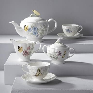 Lenox Butterfly Meadow 8-Piece Tea Set, Service for 2, White - Image 2