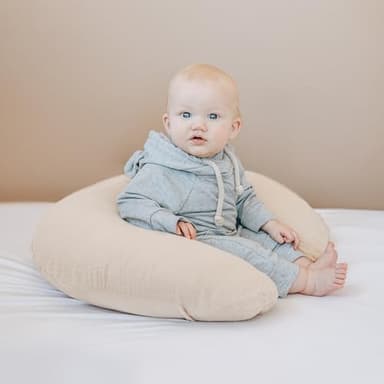 Konssy 2-Pack Muslin Nursing Pillow Covers, Soft & Adorable Nursing Covers for Breastfeeding Pillows, Slipcovers for Newborn Boys & Girls(Cream, Pink) - Image 4