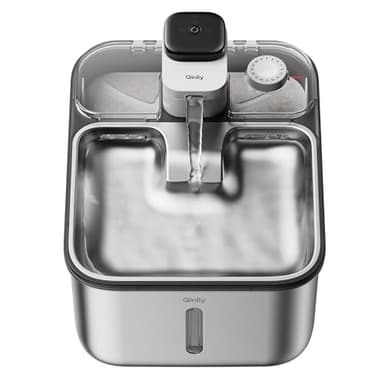 Stainless Steel Cat Water Fountain Wireless for Cats Indoor, 3.6L/123oz Automatic Metal Dog Water Dispenser,Cordless Battery Operated Pet Drinking Fountain,Rechargeable Waterer with Motion Sensor - Image 1