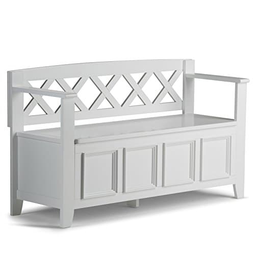 SIMPLIHOME Amherst Entryway Storage Bench - 48 inch Wide Solid Wood Hallway Seat in White, Transitional Bench for Entryway or Living Room with Lift-Up Lid and Spacious Storage - Image 1