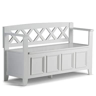 SIMPLIHOME Amherst Entryway Storage Bench - 48 inch Wide Solid Wood Hallway Seat in White, Transitional Bench for Entryway or Living Room with Lift-Up Lid and Spacious Storage - Image 1
