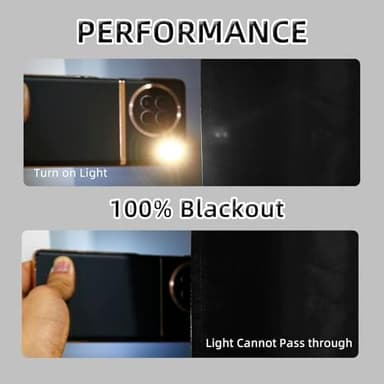 FEBSIXTH 100% Black Blackout Curtains for Bedroom,Black Out Curtains for Living Room,Room Darkening Curtains 84 inch Curtains,Thin Blackout Curtains,54 Wide,2 Panels - Image 3