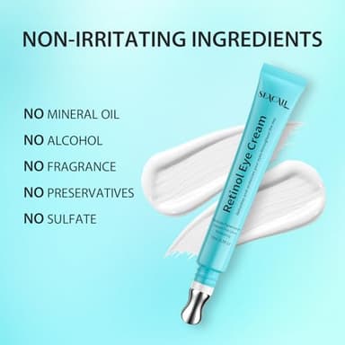 Seacall Retinol Eye Cream - Eye Serum for Dark Circles & Puffiness Anti-Aging - Under Eye Cream with Hyaluronic Acid & Caffeine to Reduce Wrinkles & Repair the Eye Area (15ml) - Image 5