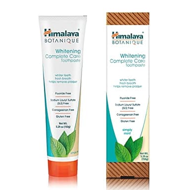 Himalaya Botanique Whitening Complete Care Toothpaste, Teeth Whitening, Fights Plaque, Fluoride Free, No Artificial Flavors, SLS Free, Cruelty Free, Foaming, Simply Mint Flavor, 5.29 Oz, 4 Pack - Image 2