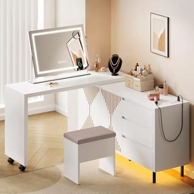 YITAHOME Vanity Mirror with Lights 24.6"x20" LED Lighted Makeup Mirror, Dimmable 3 Color, Large Makeup Mirror with Lights, Led Mirror Makeup, for Vanity Desk Tabletop Salon - Image 3