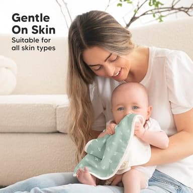 5-Pack Muslin Burp Cloths Baby Boy, Girl - Very Absorbent Baby Burp Cloth Rags, 8-Layers Viscose Derived from Bamboo Cotton Muslin Towel, Super Soft Spit Up Rags, No Shrink Washcloths (Lunaris) - Image 7