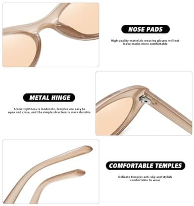 STORYCOAST Trendy Small Cat Eye Sunglasses for Women Retro 90s Oval Narrow Sun Glasses Vintage Skinny Shades UV400 Protection khaki Frame-Light Brown Lens - Image 5