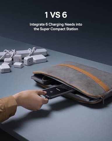 Baseus Blade Charging Station 140W, 6-in-1 Compact USB C Power Strip with 5ft Detachable Flat Extension Cord, Digital Display, Slim Fast Desktop Charger for Work and Travel (Not a Portable Battery) - Image 6