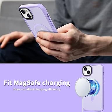 CACOE Magnetic Case for iPhone 13 & iPhone 14 6.1 inch-Compatible with MagSafe & Magnetic Car Phone Mount,Anti-Fingerprint TPU Thin Phone Cases Cover Protective Shockproof (Light Purple) - Image 8