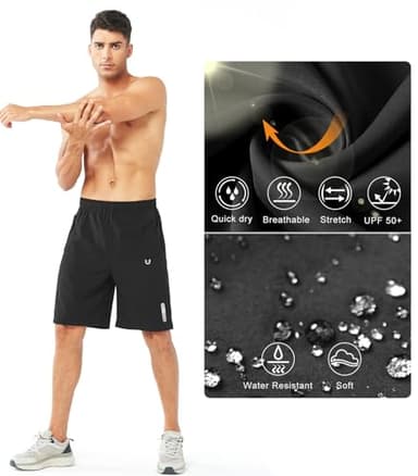 NORTHYARD Men's Athletic Running Shorts Quick Dry Workout Shorts 7"/ 5"/ 9" Lightweight Sports Gym Basketball Tennis Hiking Exercise Black-9inch L - Image 3