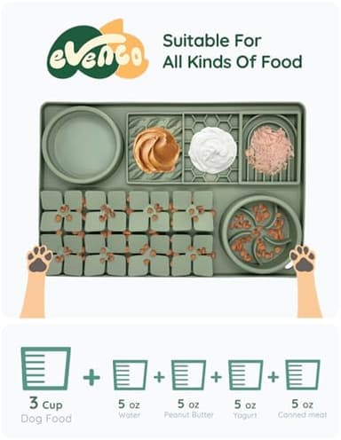 Evenco Slow Feeder Bowl, Silicone Lick Mat with Suction Cups for Dog Cat, Snuffle Mat for Pet Smell Training, Puzzle Toys for Bored Puppy, Interactive Sniff Mat for Slow Eating & Keep Busy, Dark Green - Image 5