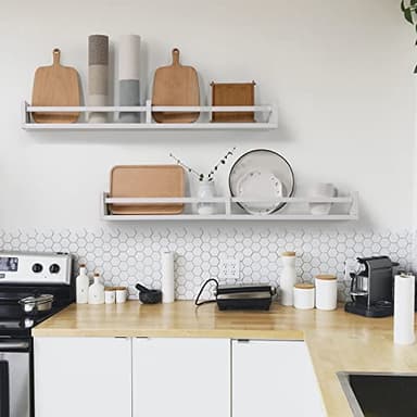 Austin yan White Nursery Bookshelves Wall Mounted, 32inch,Wood Floating Wall Bookshelf for Kids,Hanging Shelf for Baby Nursery Room Decor,Set of 2,Pine - Image 7