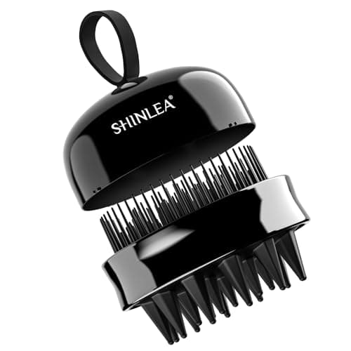 SHINLEA 2 in 1 Scalp Massager Hair Growth,Scalp Scrubber with Soft Silicone Bristles for Dandruff Removal,Shampoo Brush for Exfoliation,Head Massager for Both Wet and Dry Use (Black) - Image 1