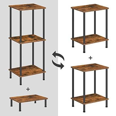 HOOBRO End Tables Set of 2, Small Side Table, Nightstand with 2-Layer Storage Shelves, Sofa Table for Small Spaces, Living Room, Bedroom, Stable Frame, Easy Assembly, Rustic Brown BF09BZP201 - Image 5