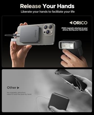 ORICO 2TB Magnetic Portable SSD, Metal Body, 4K 120 fps ProRes HDR Record and Store, Up to 460MB/s, USB C&A 2 in 1 Cable, External SSD Compatible with iPhone 16 Pro Max, Tablet, Computer - K5PLUS - Image 7