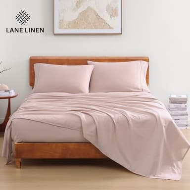 LANE LINEN Eco Friendly 100% Organic Cotton Sheets Queen Size, Mercerized Cotton Fully Elasticized Reinforced Seams Low Pill Fade Resistant Hotel Luxury Bed Sheets Set- Dusty Rose - Image 2