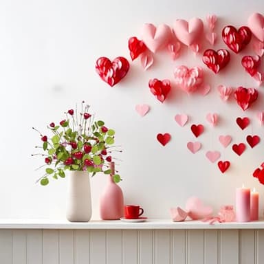 Fairblo 6 Pcs Artificial Silk Flowers for Home Decor Indoor,Fake Flowers with Stems for Vases for Decoration,Faux Flower Arrangements Spring Floral Picks Hearts Berry with Green Leaves(19’’) - Image 6