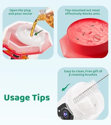 HIXX Smart Hummingbird Feeder with Camera Solar Powered, with Ant Moat & Bee Proof AI Bird Recognition, Easy Clean & Refill, with Coolfly Birdwatching APP, Ideal Gifts for Hummingbird Lover (17.5 oz) - Image 5