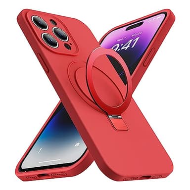 SKYLMW Designed for iPhone 15 Pro Max Case with Magnetic Invisible Stand Compatible with Mag-Safe Military Drop Tested Shockproof Silicone Phone Cases for Women Men 6.7'', Red - Image 1