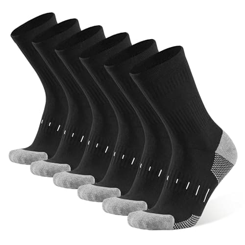 BUDERMMY Men's Cotton Moisture Wicking Heavy Cushion Crew Work Socks,6-12, 6Pairs (US, Numeric, 9, 12, Regular, Tall, black 1) - Image 1