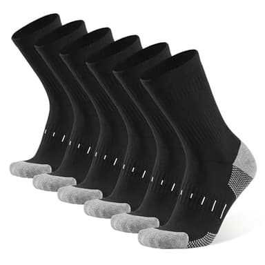 BUDERMMY Men's Cotton Moisture Wicking Heavy Cushion Crew Work Socks,6-12, 6Pairs (US, Numeric, 9, 12, Regular, Tall, black 1) - Image 1