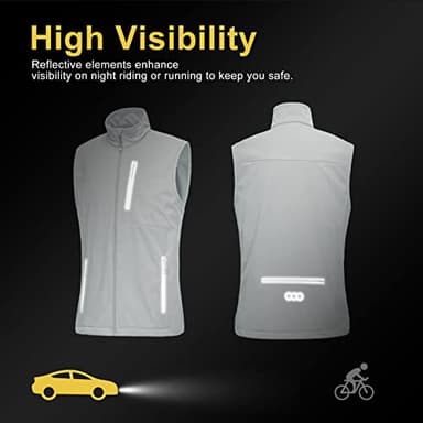 33,000ft Men's Windproof Lightweight Golf Vest Outerwear with Pockets, Softshell Sleeveless Jacket for Running Hiking Sports - Image 5