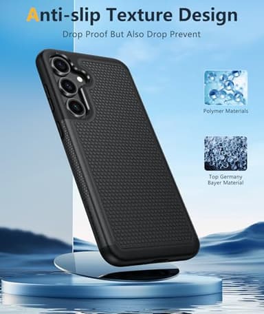 FNTCASE for Samsung Galaxy S25 Case: Dual Layer Heavy Duty Cell Phone Protective Cover Shockproof Rugged with Non-Slip Textured - Military Drop Protection Bumper Tough - 2025, 6.2 inch (Black) - Image 5
