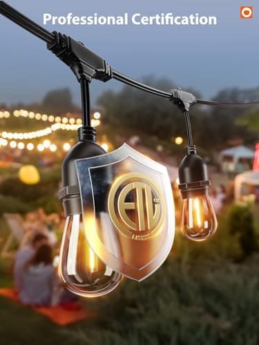 addlon LED Outdoor String Lights 48FT with Edison Vintage Shatterproof Bulbs and Commercial Grade Weatherproof Strand - ETL Listed Decorative Lights for Patio Garden - Image 3