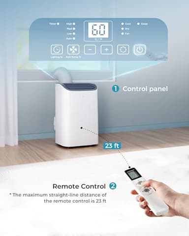 EUHOMY Portable Air Conditioners 12,000 Btu, 3 in 1 Portable Cooling AC with Dehumidifier, Fan Modes, Stand-up AC Unit with 46dB Low Noise & 24H Timer, Sleep Mode for Bedroom, Rooms up to 550 Sq.Ft - Image 4