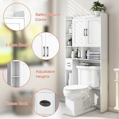 Over The Toilet Storage Cabinet, Farmhouse Storage Cabinet Over Toilet with Barn Door,Home Space-Saving Toilet Rack, for Bathroom, Restroom, Laundry - Image 3