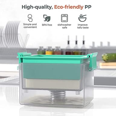 Large Tofu Press, Yarkor Tofu Presser for 12-16 oz Bricks Firm Tofu or Extra Firm Tofu, Built-in Drip Tray, Simple and Effective Design, Dishwasher Safe, Fit for 16oz Tofu, Tofu Recipe Included - Image 4