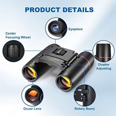 AHFLRITO Compact Binoculars, Lightweight Foldable Small Binoculars for Adults and Kids, Portable Waterproof for Bird Watching, Traveling, Theater, Opera, Concert, Hiking, Sightseeing - Image 2