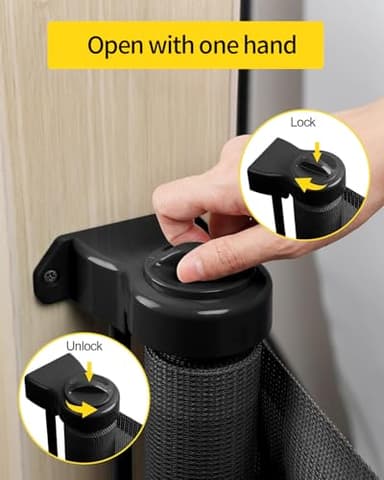 Dearlomum 118 Inch Extra Wide Retractable Baby Gate - Mesh Safety Fence for Indoor, Outdoor, Stairs, Deck - Large Pet Dog Gate (Black) - Image 5